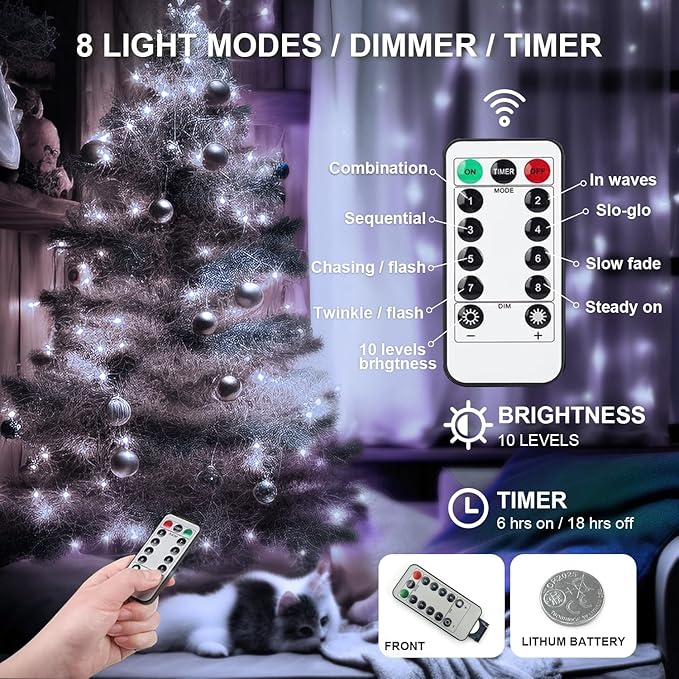 Christmas Porch String Lights, 16ft 50 LED Waterproof