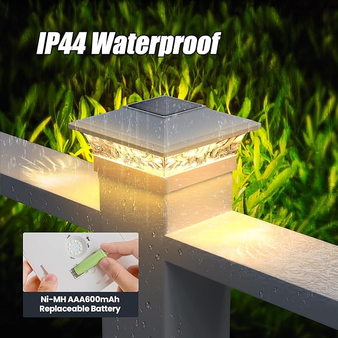 Cool White Solar Fence Post Caps 6-Pack, Patio LED