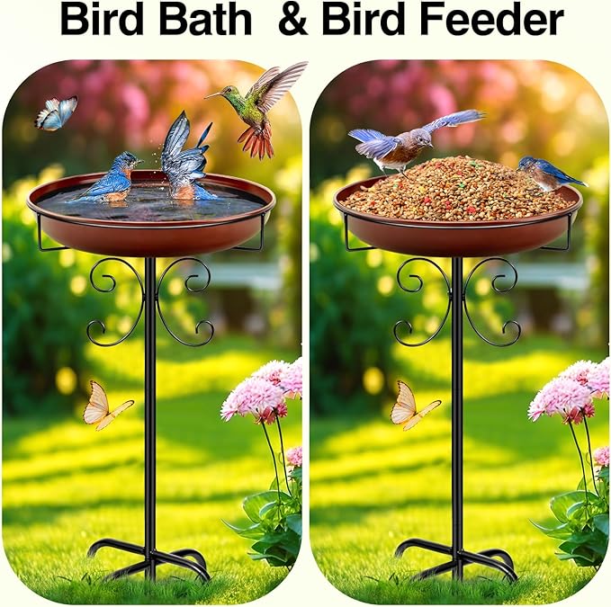 Classic Bird Bath & Feeder, Outdoor Metal