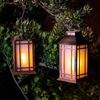 2-Pack Metal Hanging Solar Lanterns for Patio, Waterproof LED