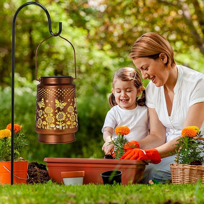 Solar Lanterns Outdoor Waterproof Garden Decor, Metal LED Garden Light Birthday Gifts for Women mom Christmas Gifts for Yard, Patio, Lawn, Tabletop, Pathway, Landscape,Walkway, Terrace(Butterfly)