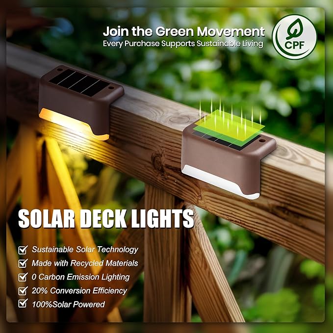 20-Pack Solar Wall Step Lights, Warm White Waterproof
