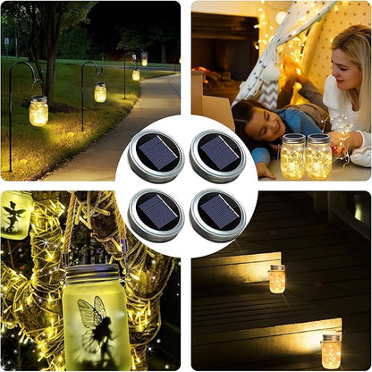 Solar Lights Replacement Top Parts for Outdoor Solar Watering Can Hanging Lanterns with 90 LED String Lithgs Detachable Connector (Warm White ) (2PCS for Mason Jar)