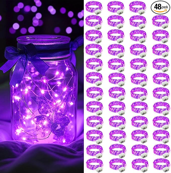 48-Pack Christmas LED String Lights, Waterproof Timer Lights