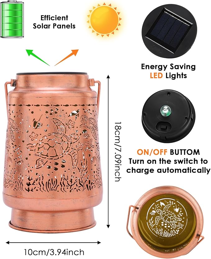 Sea Turtle Gifts for Women - Hanging Solar Lanterns Outdoor Waterproof Led Lights Garden Patio Lawn Pathway Lighting Lamp Seaweed Yard Art Decor Housewarming Birthday Gift for Mom Grandma