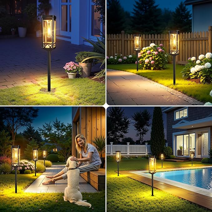8-Pack Solar Path Lights, Outdoor Walkway LED