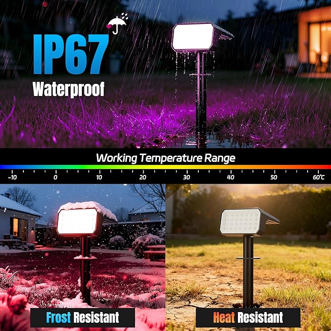 4-Pack Solar Spotlights, Waterproof Yard LED