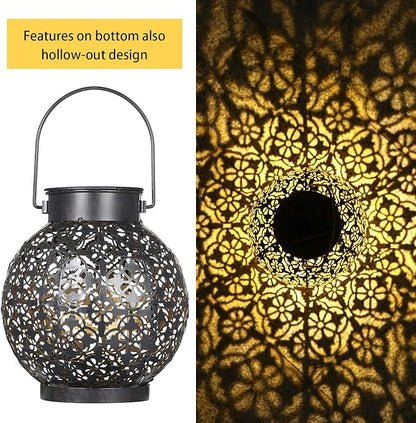 Solar Lanterns Outdoor Hanging Solar Lights Decorative Garden Lights Metal Waterproof Table Lamp for Patio Porch Backyard Pathway (2 Pack)