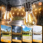 54ft LED Patio String Lights, Waterproof Outdoor