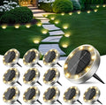 12-Pack Solar Ground Disk Lights, Warm White Waterproof LED