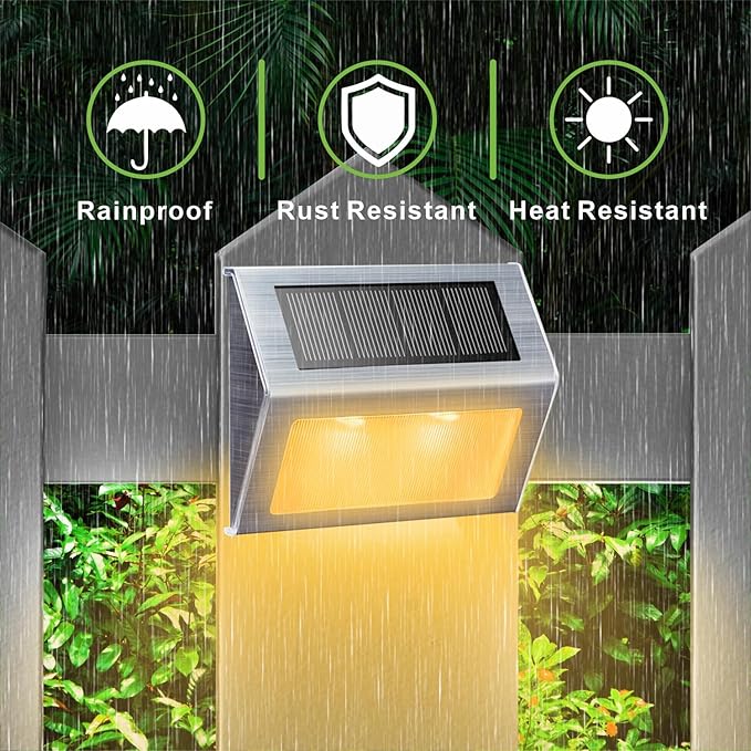 12-Pack Solar Stair Step Lights, Waterproof