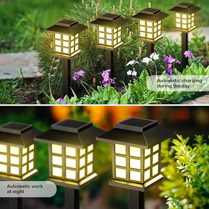 Hortsun 20 Pack Solar Pathway Lights, Outdoor Garden Solar Waterproof LED Landscape Lights for Yard Patio Lawn Pathway Decoration(Warm White)