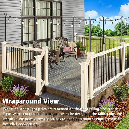 2 Pack 5Ft String Light Poles,Outside String Lights,Outdoor Light Poles,Metal Poles Stand for Patio,Backyard,Deck