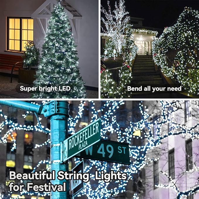 Christmas String Lights, 33ft 100 LED Waterproof Twinkle Lights