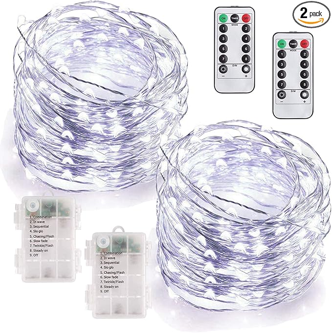 Cool White String Lights 2-Pack, 33ft Garden LED