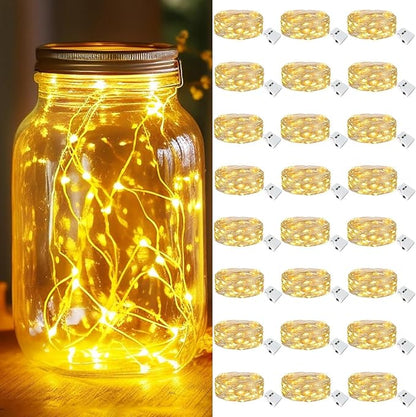24-Pack Christmas LED String Lights, Waterproof Timer Lights