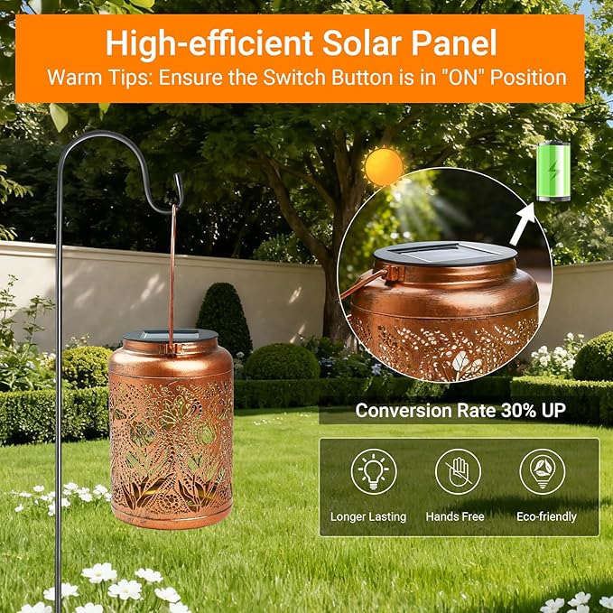 Solar Lanterns Outdoor Waterproof Butterfly Garden Decor, Birthday Gifts for Women Mom Grandma Seniors, Metal Hanging Lanterns Decorative Colorful LED Lights for Lawn, Yard, Patio, Backyard, Porch