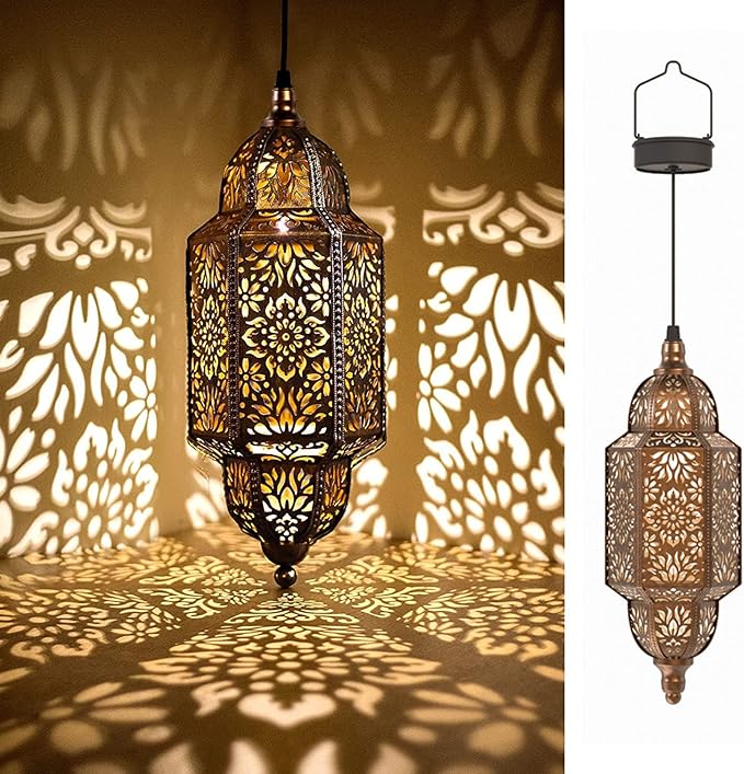 Moroccan Solar Pendant Light, Outdoor