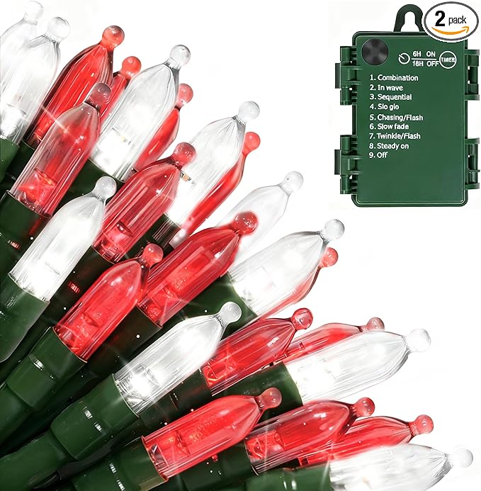 Christmas Fairy Lights 2-Pack, 18ft 50 LED Battery Twinkle Lights
