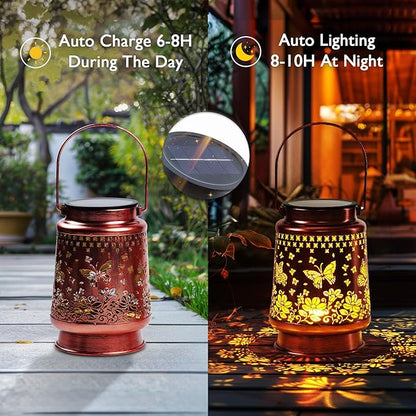 Homemory Solar Lanterns Outdoor Waterproof Butterfly Lights Garden Decor, Birthday Gifts for Women Mom Grandma, LED Hanging Solar Lights for Yard, Patio, Backyard, Porch, Lawn