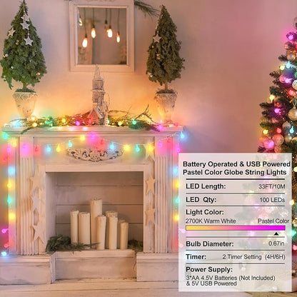 Outdoor String Lights, 33ft Warm White Waterproof LED