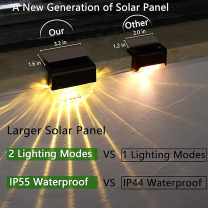 Solar Deck Lights, 6 Pack Waterproof LED Solar Step Light Outdoor, Fence Lights Solar Powered for Outside, Garden, Patio, Stairs,Yard,10 Lumens, Warm White/Color Changing Lighting