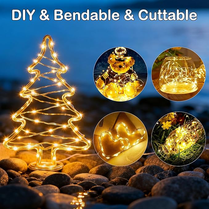 10 Pack Fairy Lights with Timer,10 ft 30 LED String Lights 8 Modes Fairy Lights Battery Operated Waterproof for DIY Wedding Party Bedroom Mason Jars Christmas Decorations (Warm White)