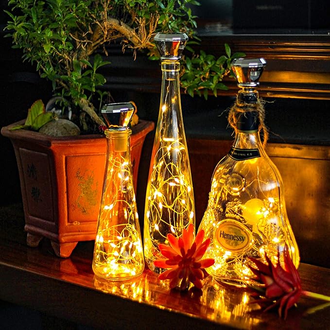 Solar Cork Lights 8-Pack, 20 LED Wine Bottle
