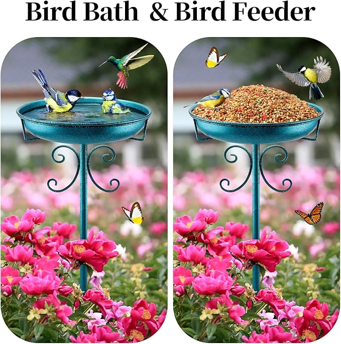 Classic Bird Bath & Feeder, Outdoor Metal