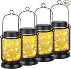 4-Pack Garden Solar Lanterns, Waterproof LED Backyard Lights