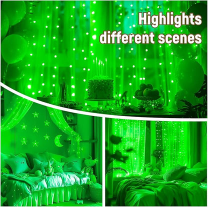 Outdoor String Lights, 8ft Green Waterproof LED