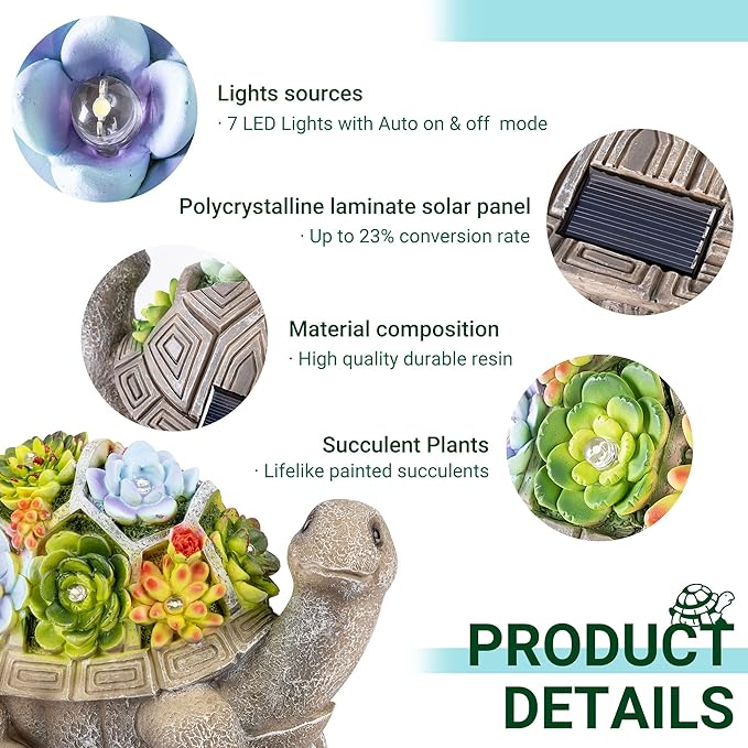 Solar Turtle Garden Statue Light, Outdoor Decor