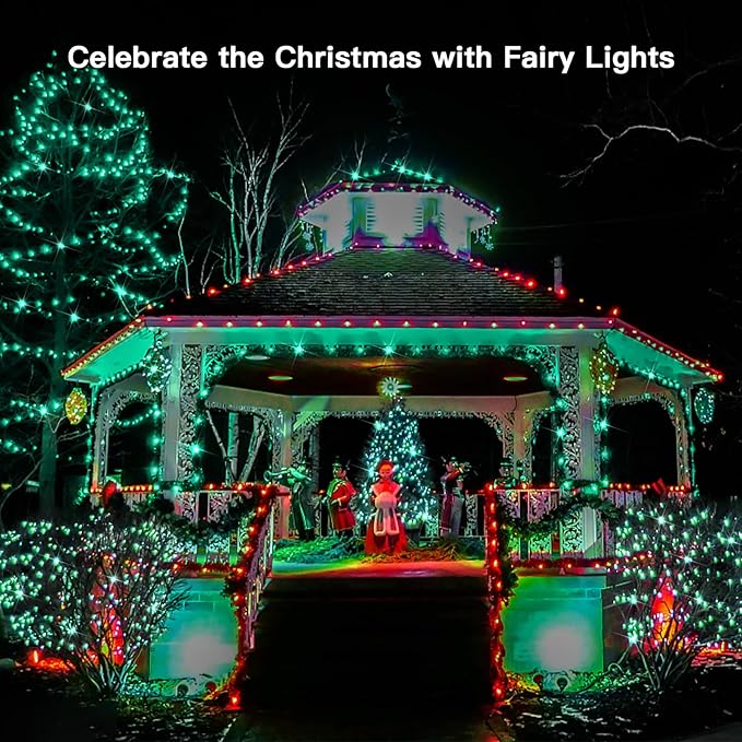 100 LED Christmas Twinkle Lights, 33ft Waterproof for Yard