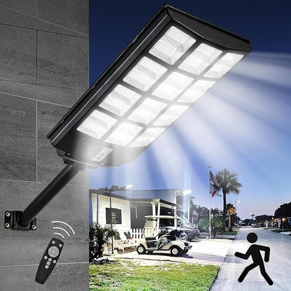 4000W Solar Street Lights Outdoor Waterproof, 400000LM, Dusk to Dawn Solar with Motion Sensor and Remote Control, LED Flood Light, Luces solares para exteriores, Suitable for courtyards, Garage.