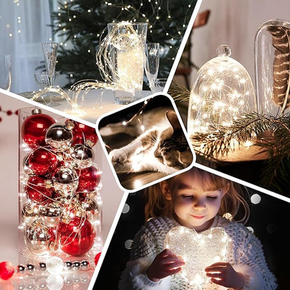 2 Pack 100 LED Fairy Lights Battery Operated with Timer & Remote, 33FT Waterproof Twinkle Lights Indoor Outdoor, Fairy String lights for Bedroom Classroom DIY Wedding Christmas Decorations, Cool White