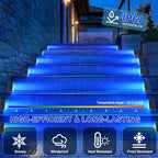 8-Pack Solar Deck Step Lights, Blue Waterproof