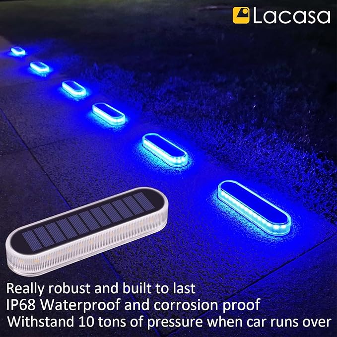 4-Pack Solar Wall Lights, Blue LED