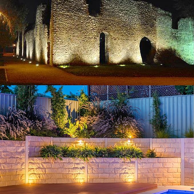 Low Voltage Landscape Light Outdoor In-Ground Well Lights with Connectors 6W 12V-24V IP67 Waterproof LED Landscape Lighting for Paver, Pathway Light Driveway Garden Lights (Warm White)