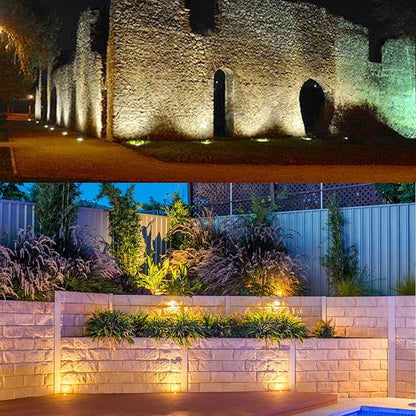 Low Voltage Landscape Light Outdoor In-Ground Well Lights with Connectors 6W 12V-24V IP67 Waterproof LED Landscape Lighting for Paver, Pathway Light Driveway Garden Lights (Warm White)