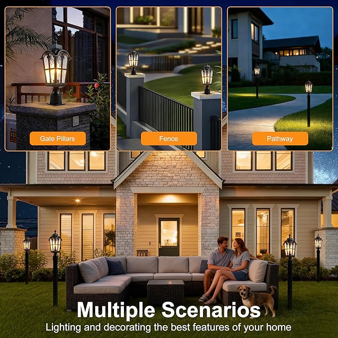 Dawn to Dusk Sensor Outdoor Post Lights Waterproof Post Light Fixture Outdoor Anti-Rust Waterproof Exterior Lamp Post Lighting for Front Door Yard Pathway Driveway Fence - 2 Pack