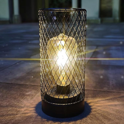 2pcs Solar Lanterns Outdoor Waterproof Lights Garden Decorations, Black Metal Lantern Decor,Solar Powered LED Lamp for Patio Tabletop Porch Deck Yard