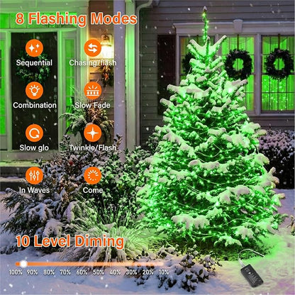 200 LED Christmas Twinkle Lights, 66ft Waterproof for Patio