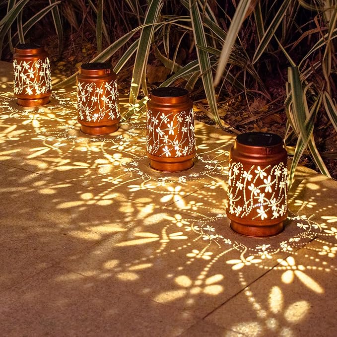2-Pack Dragonfly Solar Lanterns, Waterproof LED Porch Lights