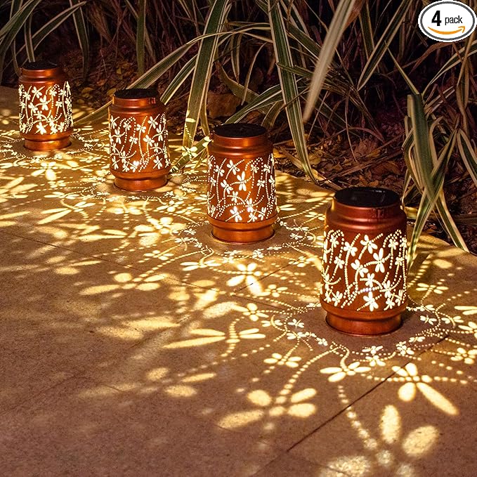 4-Pack Dragonfly Solar Lanterns, Waterproof LED Backyard Lights