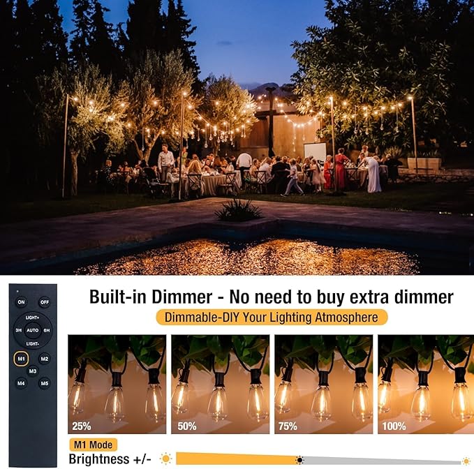 232ft Edison Bulb Patio String Lights, Waterproof