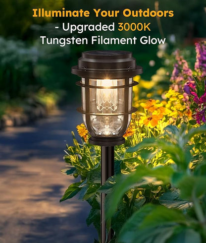 4-Pack Solar Pathway Lights, Bright Auto Garden Lights Decor - Durable Landscape Lighting for Lawn, Patio, Walkway, Driveway, Housewarming Gift Ideas