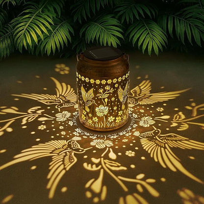 Hummingbird Lantern Solar Outdoor, Chrismas Gifts, Solar Light Outdoor Waterproof LED Decorative Garden for Lawn, Landscape, Patio, Porch Hanging Lantern for Women, Ladies, Mom, Grandma