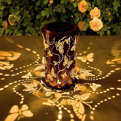 Birthday Gifts for Women Grandma,Solar Lantern Outdoor Waterproof,Butterfly Garden Decor,Metal Hanging Decoration Lights for Outside,Yard,Patio,Porch,Backyard,Christmas,Thanksgiving