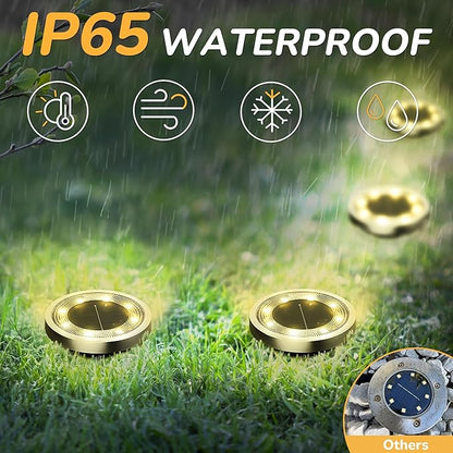 INCX Solar Ground Lights,16 Pack Solar Lights Outdoor Waterproof, Solar Garden Lights Landscape Lighting for Patio Pathway Lawn Yard Deck Driveway Walkway, Warm White