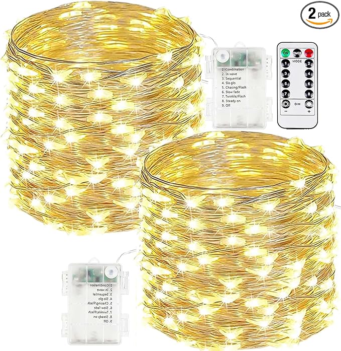 200 LED Christmas Twinkle Lights, 66ft Waterproof for Backyard